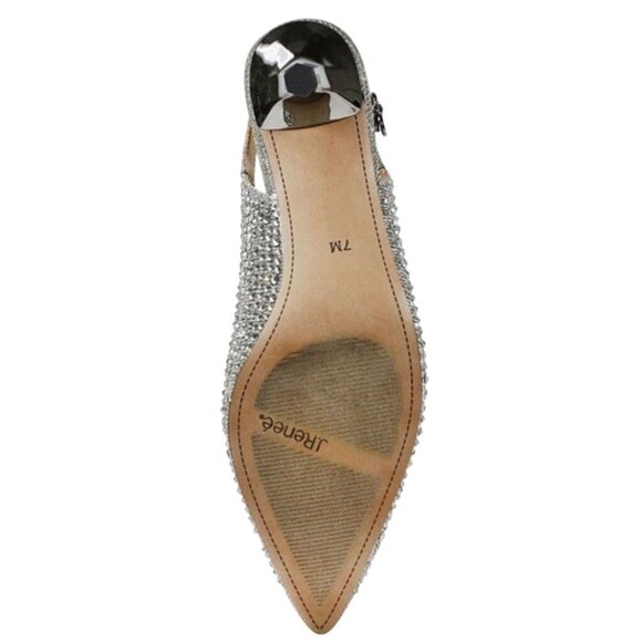 R J. Renee Ferryanne Rhinestone Glitter Fabric Slingback Pumps Silver 7.5 New - Picture 14 of 14
